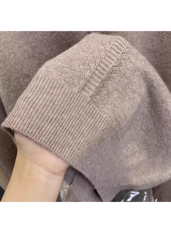 Modal Semi-High Collar With Scalloped Edge And Metal Button Long Sleeve Knitted Sweater For Women, Autumn And Winter Pullover Base Layer, Elegant And Stylish Top - Image 5