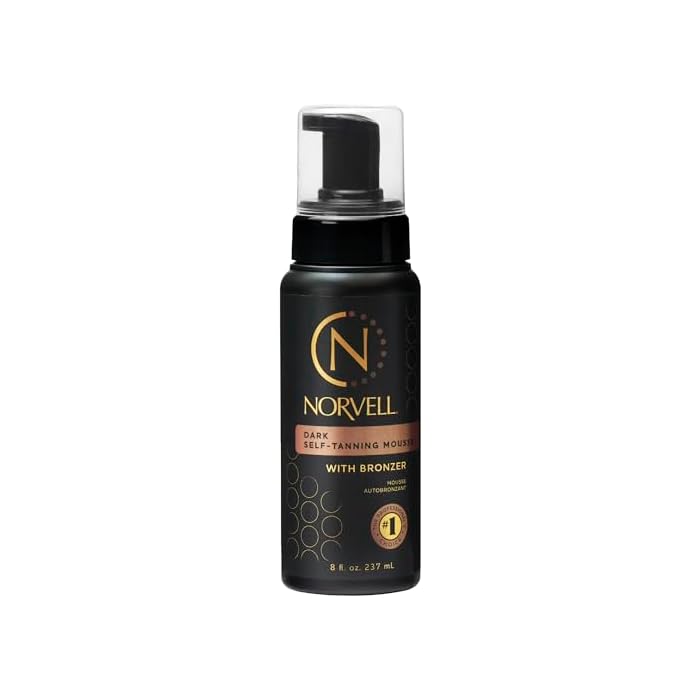 Norvell Sunless Dark Self Tanner Mousse with Bronzer 8 fl oz – Instant Natural Looking Fake Tan for a Bronzing Glow, Streak Free, Fast Drying, Long Lasting Sunless Tanning Color