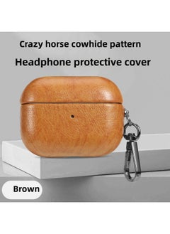 Full Cover Cowhide Protective Case For Apple Airpods Pro 2 3 And Airpods 4 Leather Shell Portable Design Handmade Craftsmanship-Color:Brown-Applicable Model:airpods 4