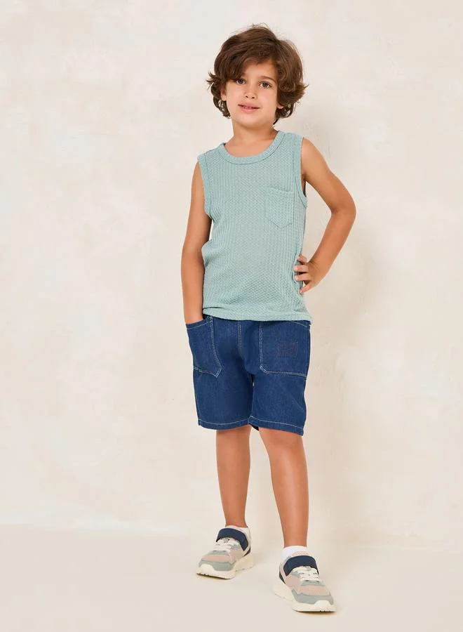 Styli Wide Leg Pocket Denim Shorts