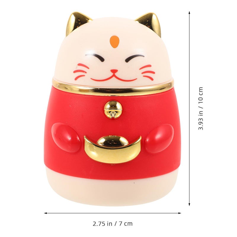 Press Type Funny Toothpick Dispenser Plastic Holder Red Lucky Cat Design For Home Kitchen - Image 3