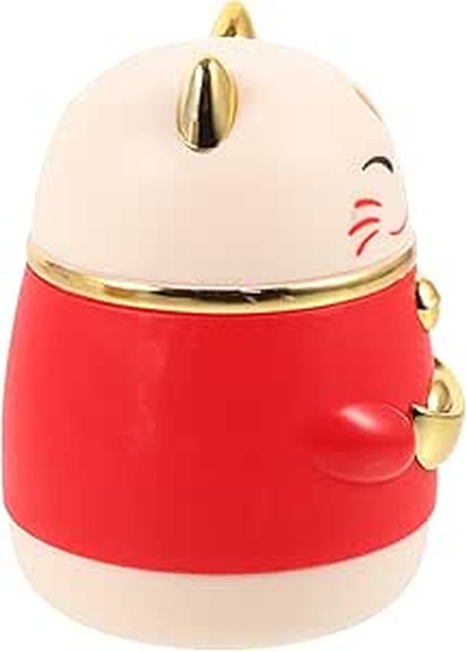 Press Type Funny Toothpick Dispenser Plastic Holder Red Lucky Cat Design For Home Kitchen - Image 1