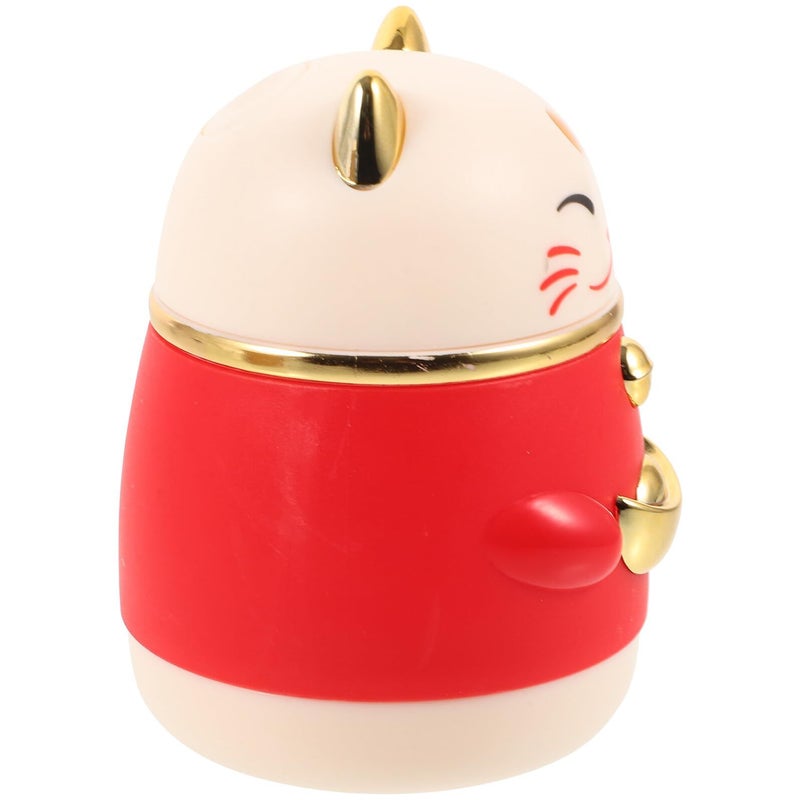 Press Type Funny Toothpick Dispenser Plastic Holder Red Lucky Cat Design For Home Kitchen - Image 2