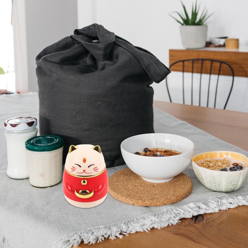 Press Type Funny Toothpick Dispenser Plastic Holder Red Lucky Cat Design For Home Kitchen - Image 4