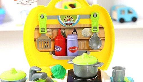 Toyshine Plastic Luxury Kitchen Set Cooking Toy with Briefcase and Accessories for Kids (Yellow) - Image 3