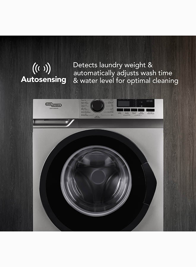 SUPER GENERAL 12 KG Front Load Washing Machine with Inverter Motor, 1400 RPM, Baby Care Wash, Fully Automatic Front Load Washer, 15 Washing Programs 12 kg SGW12500INVS Silver - Image 5