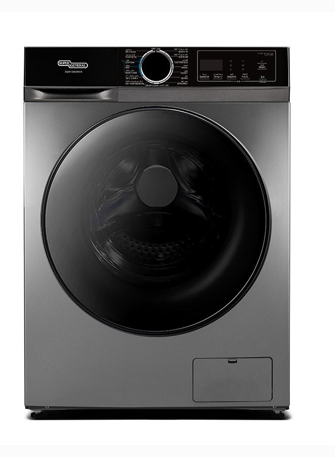 SUPER GENERAL 12 KG Front Load Washing Machine with Inverter Motor, 1400 RPM, Baby Care Wash, Fully Automatic Front Load Washer, 15 Washing Programs 12 kg SGW12500INVS Silver - Image 1