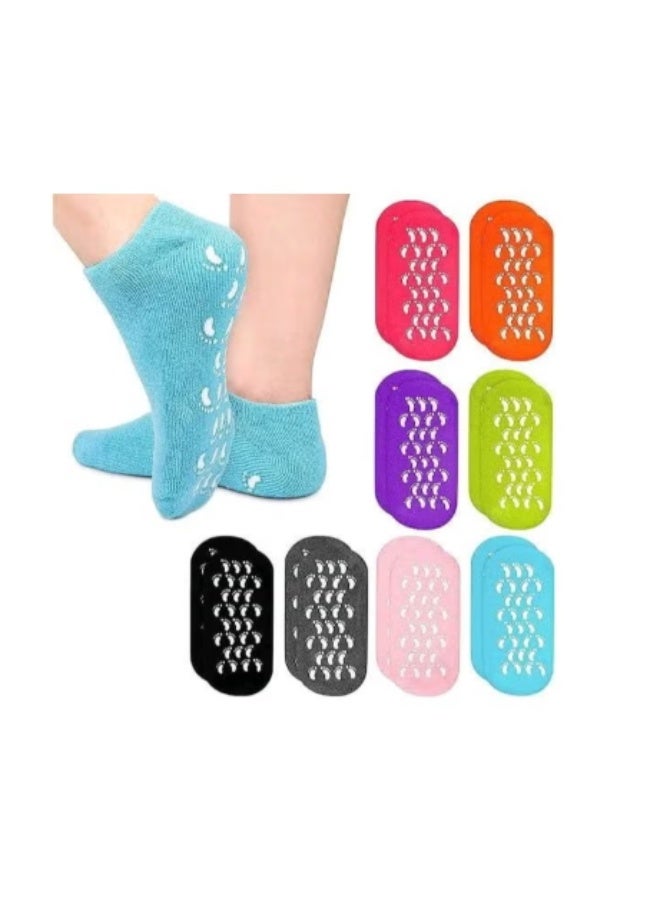 جوارب علاج مرطبة للقدمين مع هلام، جوارب العناية بالقدم القابلة لإعادة الاستخدام للكعب الجاف والمتشقق، متعدد الألوان