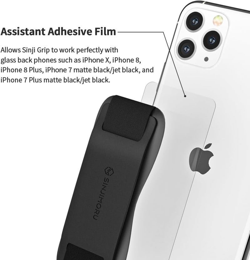 Sinjimoru Phone Grip with Silicone Band – Comfortable One-Hand Holder & Kickstand for Smartphones, Tablets, and eReaders for iPhone, Android, and Kindle Sinji Grip Silicone Black - Image 4