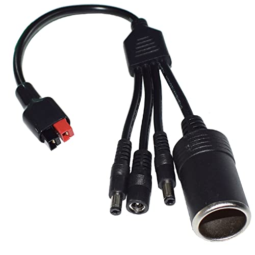 LIXINTIAN 4in1 MultiFunction Adapter Cable 55mm x 21mm 55mm x 25mmDC Male Power Plug Cable and 55mm x 21mm Female Power Plug Cable with Car Cigarette Lighter Cable 1ft - Image 1