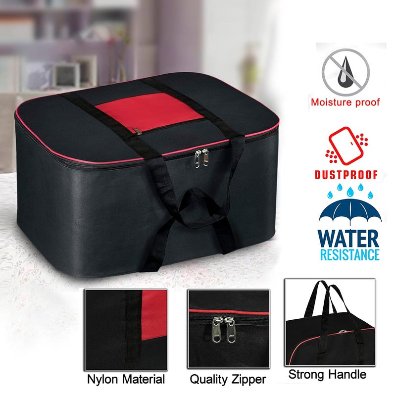 ABSTER 2Pack MoistureProof Nylon Large Underbed Storage Bags for Clothes Black Rectangular Organizers 54 x 46 x 28 cm - Image 5