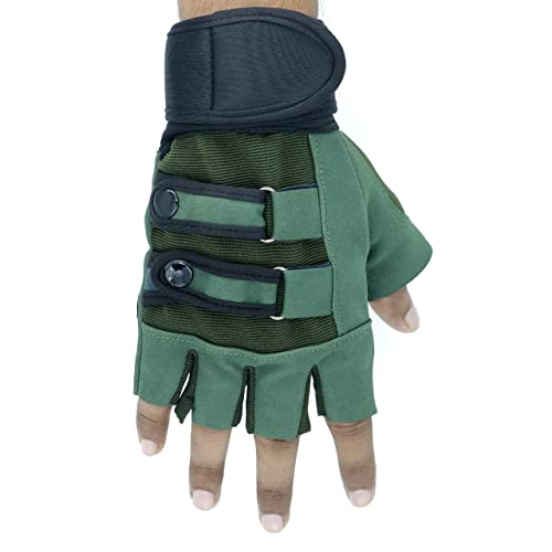 ZaySoo Tactical Half Finger Gloves for Riding, Sports, Hiking, Cycling, Travelling, Camping, Outdoor #1 Rated Sports, Fitness & Outdoors (Green Free Size) - Image 4