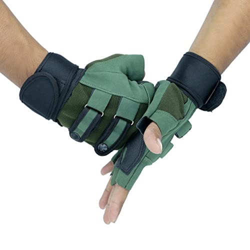 ZaySoo Tactical Half Finger Gloves for Riding, Sports, Hiking, Cycling, Travelling, Camping, Outdoor #1 Rated Sports, Fitness & Outdoors (Green Free Size) - Image 3