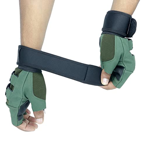 ZaySoo Tactical Half Finger Gloves for Riding, Sports, Hiking, Cycling, Travelling, Camping, Outdoor #1 Rated Sports, Fitness & Outdoors (Green Free Size) - Image 2