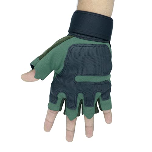 ZaySoo Tactical Half Finger Gloves for Riding, Sports, Hiking, Cycling, Travelling, Camping, Outdoor #1 Rated Sports, Fitness & Outdoors (Green Free Size) - Image 5