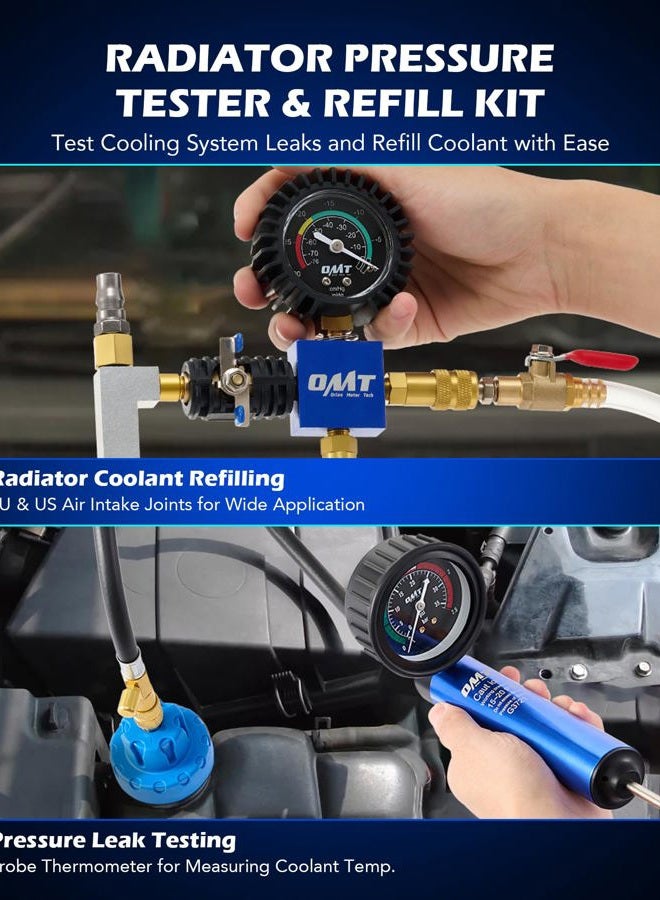 Orion Motor Tech Coolant Pressure Tester Kit, 26pc Coolant Vacuum Refill Kit with 18 Radiator Adapters, Radiator Cooling System Pressure Tester & Filler Kit with Vacuum Pump Vacuum Purge & Refill Tool - Image 2