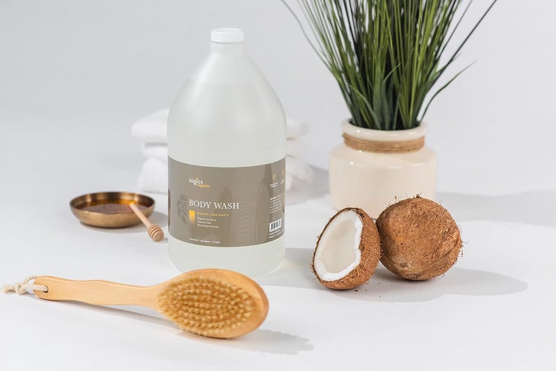 Zogics Organics Body Wash Moisturizing Body Wash for Men and Women PlantBased Formula Made with Essential Oils Great as Body Wash Refill in Facilities Honey Coconut Scent 1 Gallon - Image 3