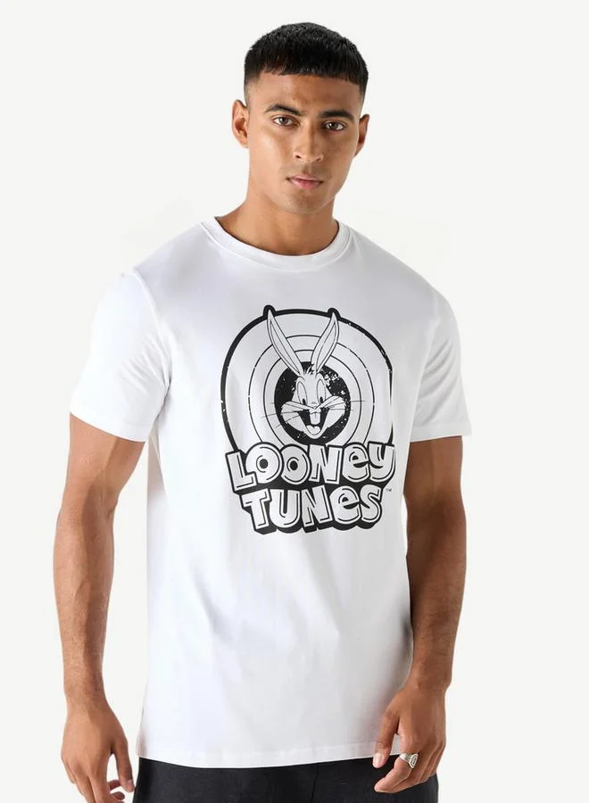 Looney Tunes Print T-shirt with Short Sleeves