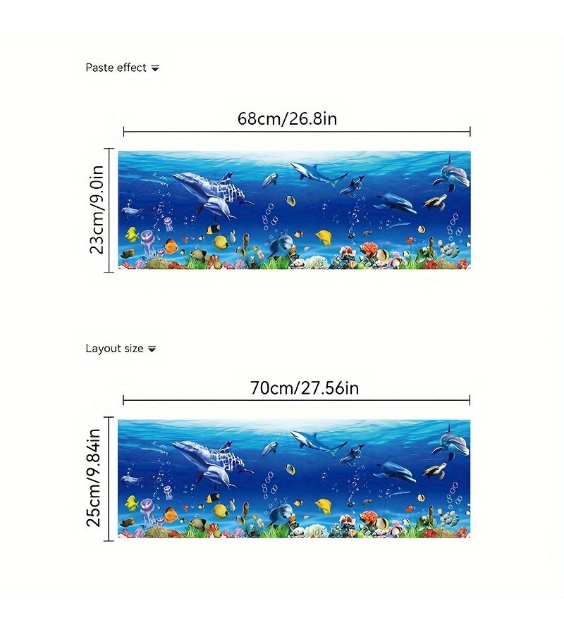 Blue Removable PVC Wall Stickers 9.84x27.56in Fish Tank Decor for Bedroom Living Room Study - Image 4