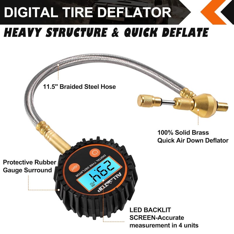 ALL-TOP 4x4 Digital Tire Deflator kit, Professional Tire Pressure Gauge, Air Down Master, Rapid Tire Deflator (250 PSI) General compatible design - Image 3