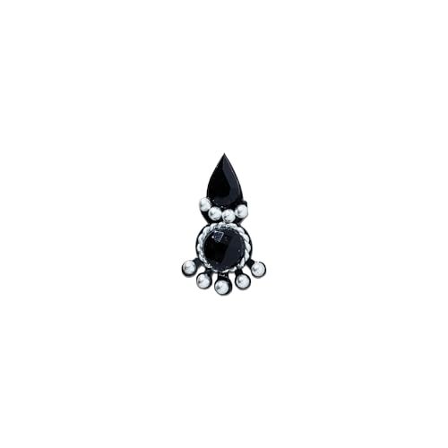 Comet Busters Black Fancy Bindis With Silver Beads (BV759) - Image 2