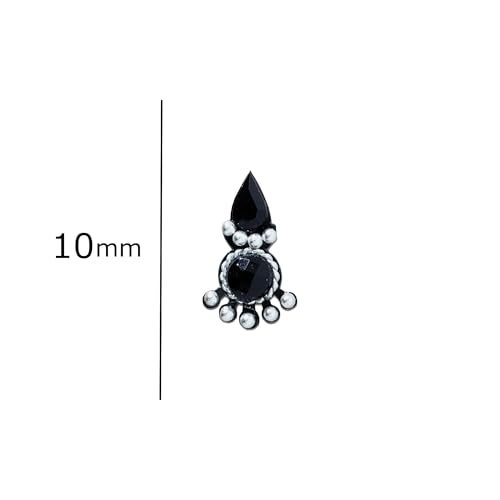 Comet Busters Black Fancy Bindis With Silver Beads (BV759) - Image 3