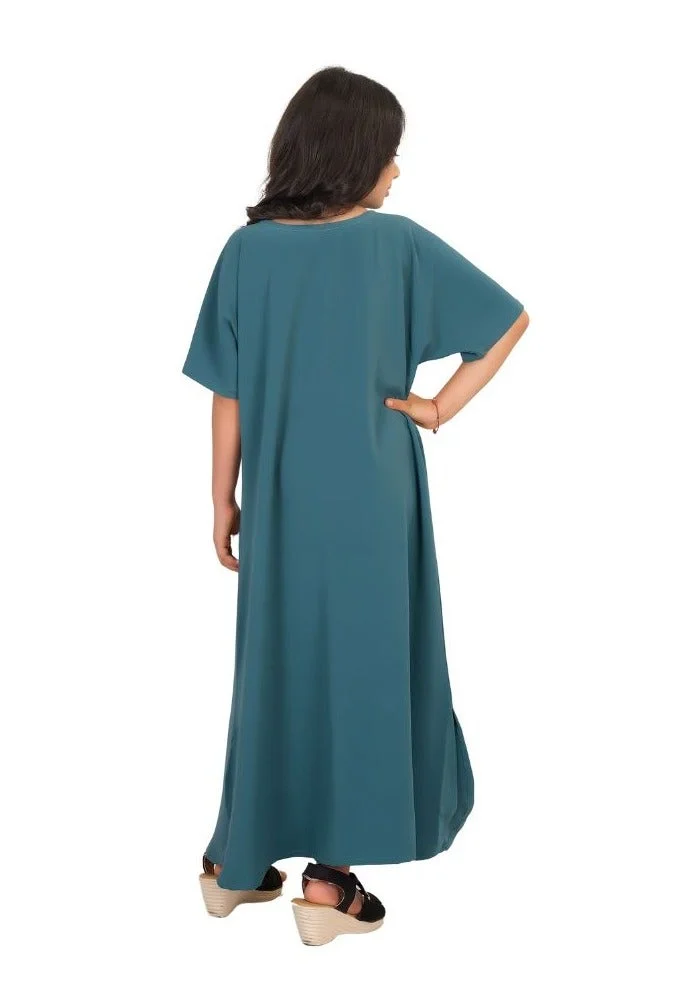 Artemea  SOFT SHINY SATIN FINISH HAND EMBROIDERED S/SLV JALABIYA for Women | Best Price UAE