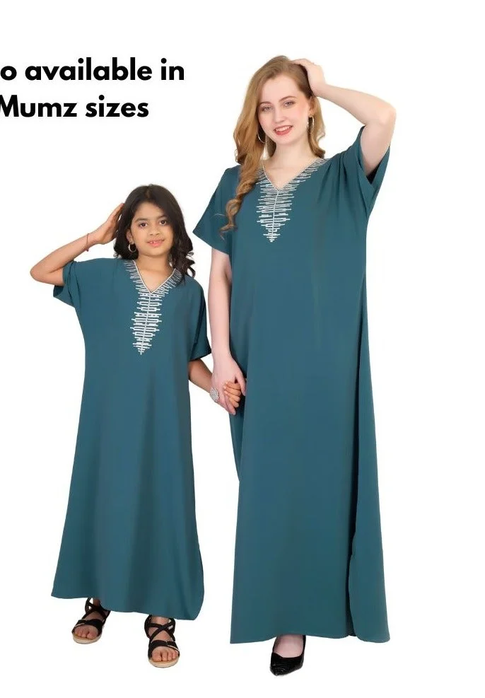 Artemea SOFT SHINY SATIN FINISH HAND EMBROIDERED S/SLV JALABIYA