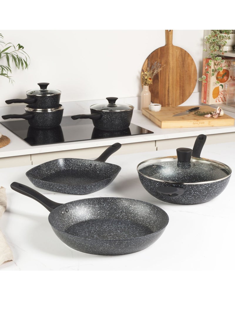 Salter - SALTER MEGASTONE 28CM FRYPAN: Ideal for Everyday Cooking, Perfect for Family Meals  and Metal Utensil Safe, Silver - Image 1