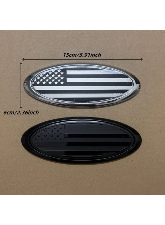 Silvery US Flag Emblem Car Front Grill Rear Trunk Badge Decal 15cm 5 91inch - Image 4