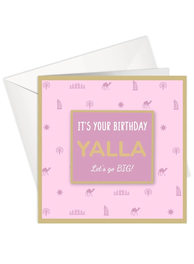 Share the Love YALLA It's Your Birthday - Pink Gold Foil Greeting Card