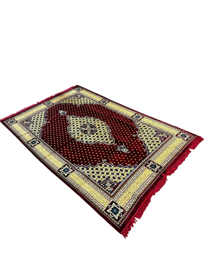 ALSAQER Alsaqer Turkey Premium Quality Majlis Mat | Majlis Carpet ( 2x3 MTR ) | Soft, Shine, Desert Mat, Camping Mat, Picnic Mat, Camping Rug, Travel Mat, Rug for Living Room, Office - Assorted Design  - Image 1