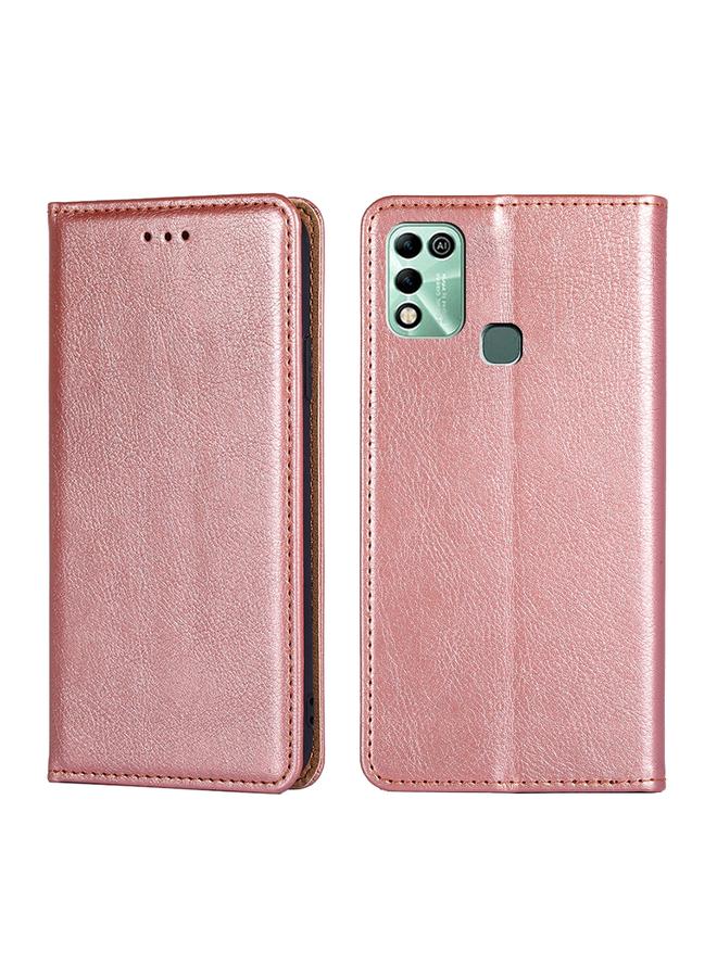 اس-توب جراب لهاتف Infinix Hot 11 Play، جراب هاتف من الجلد المغناطيسي بلون سادة لامع وزيتي - Image 1