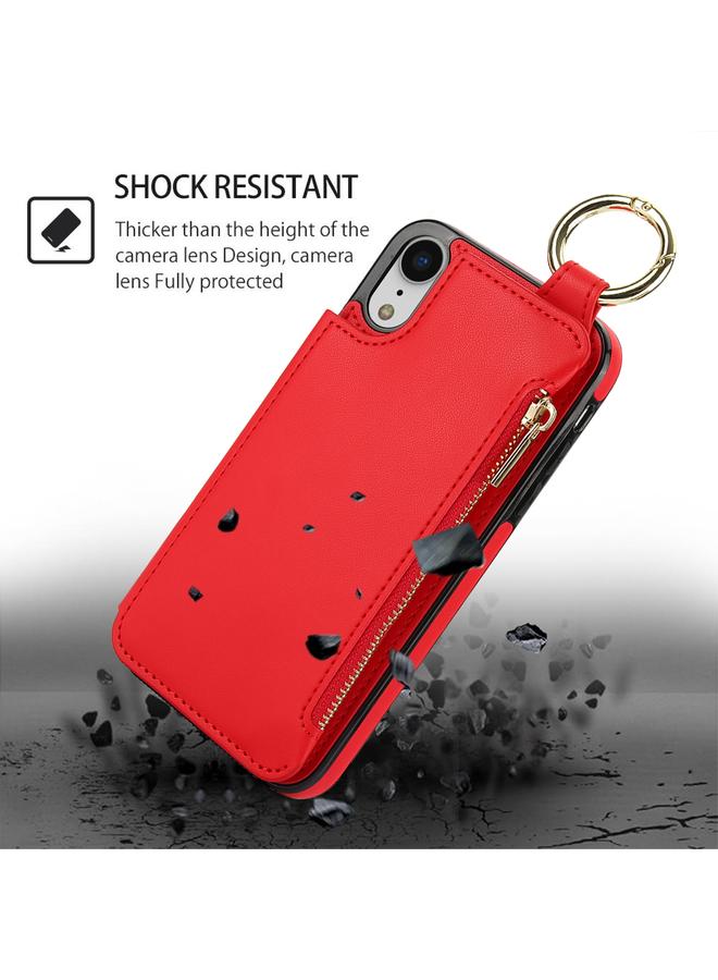 S-TOP Case For iPhone XR RFlD Anti-theft Double Buckle Ring Zipper Card Phone Case - Image 2