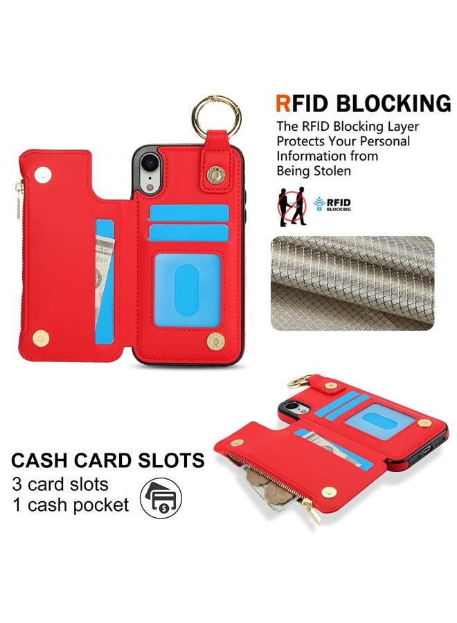 S-TOP Case For iPhone XR RFlD Anti-theft Double Buckle Ring Zipper Card Phone Case - Image 3