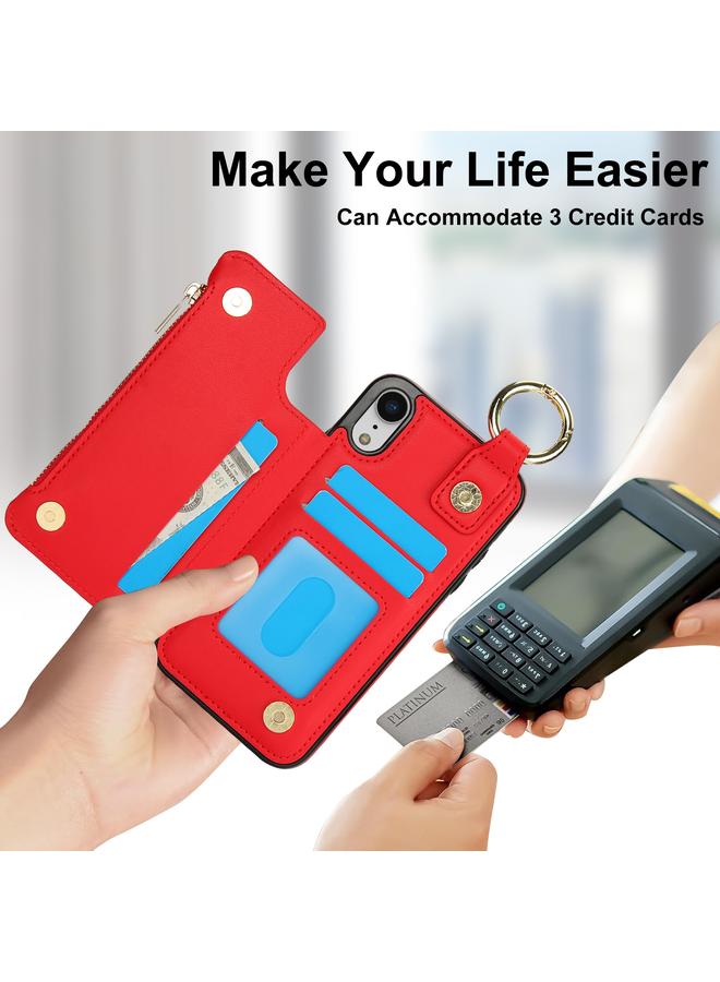 S-TOP Case For iPhone XR RFlD Anti-theft Double Buckle Ring Zipper Card Phone Case - Image 5