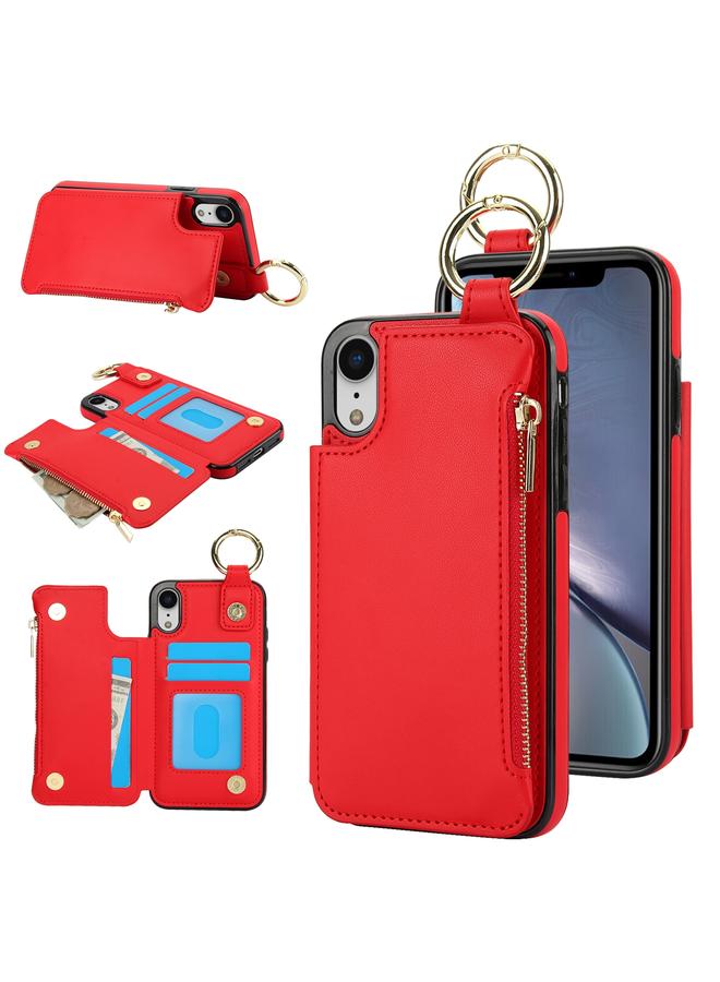 S-TOP Case For iPhone XR RFlD Anti-theft Double Buckle Ring Zipper Card Phone Case - Image 1