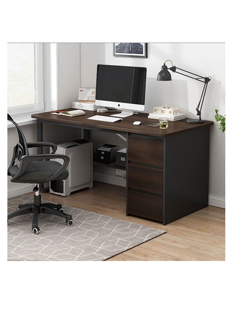 Computer Desk Computer Desk with 3 Drawers and 1 Shelf Metal Frame Study Table with Bookshelf for Kids Teens Home Office Laptop Table Learning Literacy (DLB100-Black)