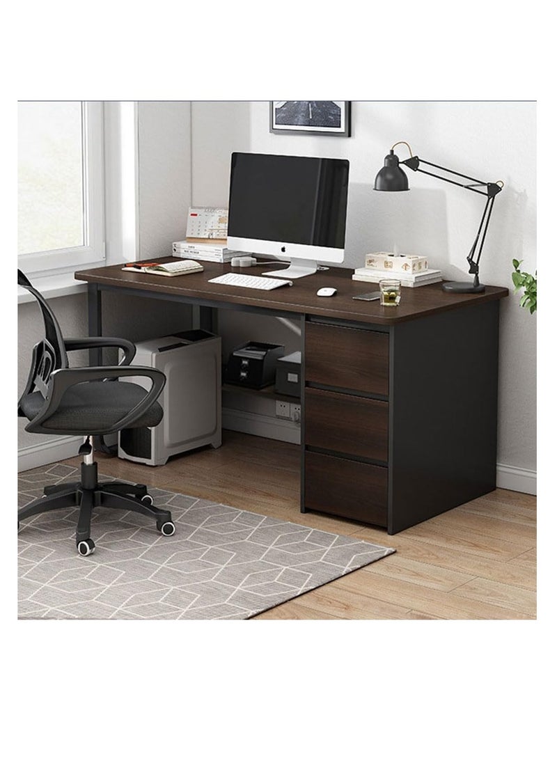 Computer Desk Computer Desk with 3 Drawers and 1 Shelf Metal Frame Study Table with Bookshelf for Kids Teens Home Office Laptop Table Learning Literacy (DLB100-Black)
