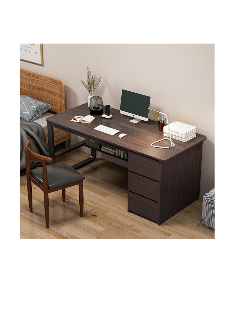 Computer Desk Computer Desk with 3 Drawers and 1 Shelf Metal Frame Study Table with Bookshelf for Kids Teens Home Office Laptop Table Learning Literacy (DLB100-Black)