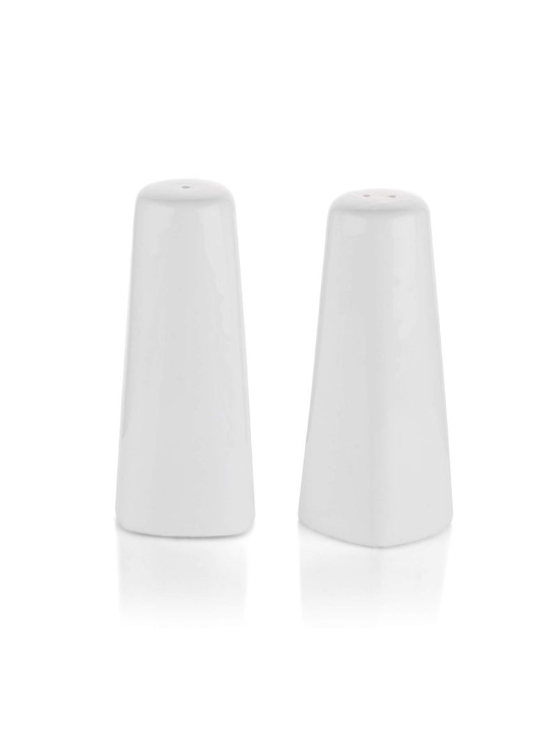 Clay Craft Basics Cruet Set/Salt and Pepper Shaker, Tower Look, White Ceramic, 2 Pcs - Image 2