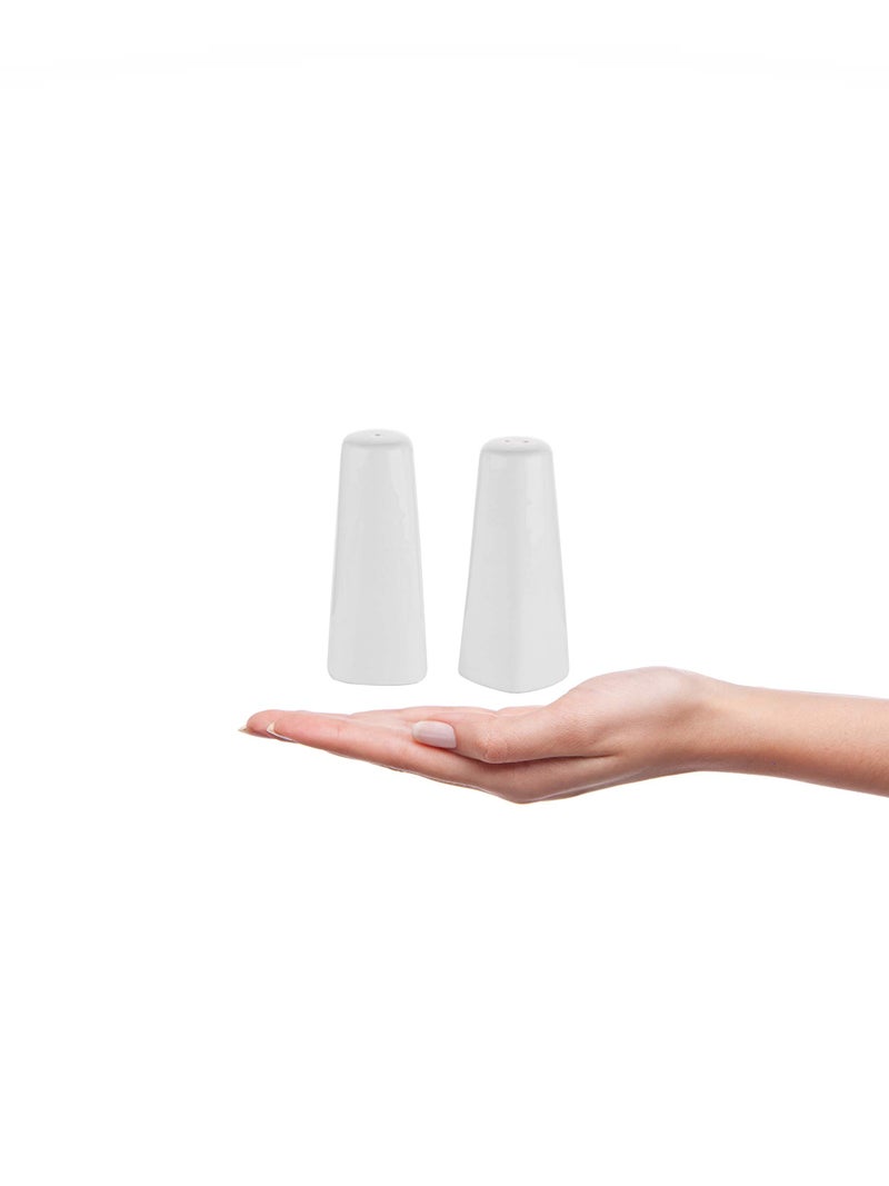 Clay Craft Basics Cruet Set/Salt and Pepper Shaker, Tower Look, White Ceramic, 2 Pcs - Image 4