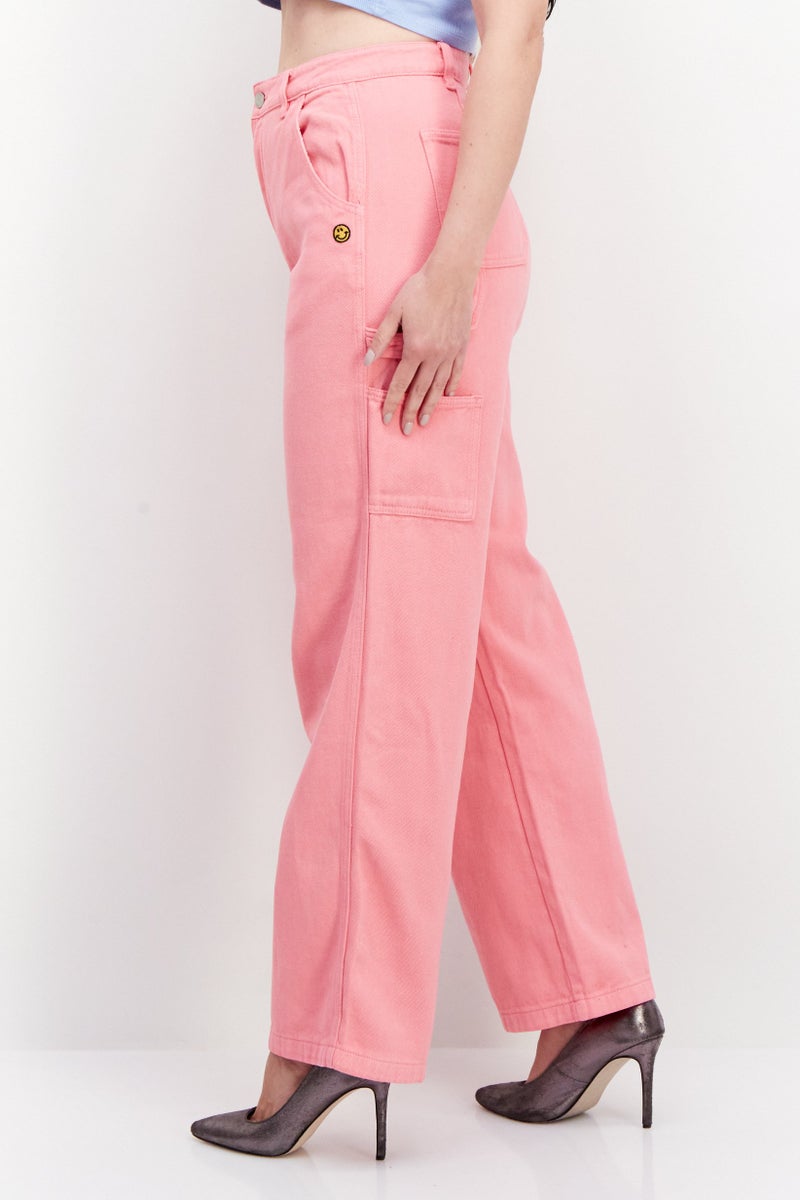 Misfit Women Regular Fit Embroidered Straight Pant, Candy Pink  - Image 4