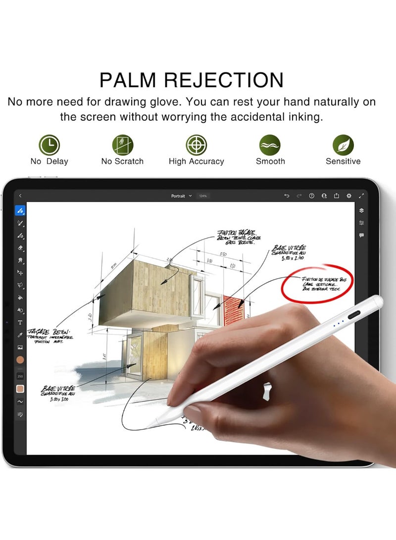 زاڤي قلم شاشة لجهاز iPad مع وظيفة رفض راحة اليد، قلم نشط متوافق (2018-2026) Apple iPad Pro 11/12.9 بوصة، iPad 10/9/8/7/6th، iPad Air 5/4/3 الجيل، iPad Mini 6/ الجيل الخامس - Image 4