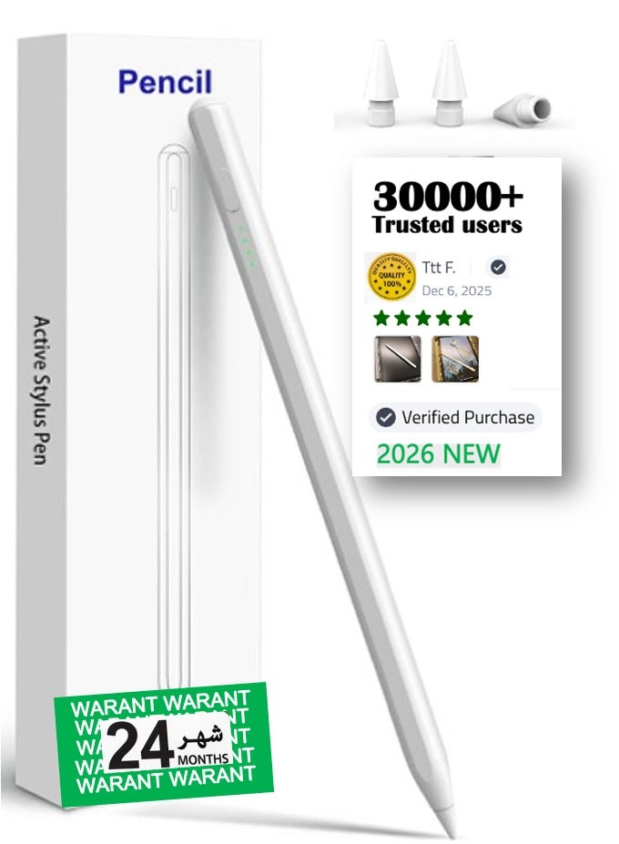 ZAVVY Stylus pen for iPad with palm rejection function, active pencil compatible (2018-2026) Apple iPad Pro 11/12.9 inches, iPad 10/9/8/7/6th generation, iPad Air 5/4/3 Generation, iPad Mini 6/fifth generation - Image 1