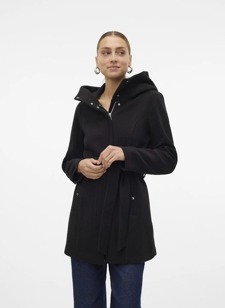 Belted Hooded Long Coat