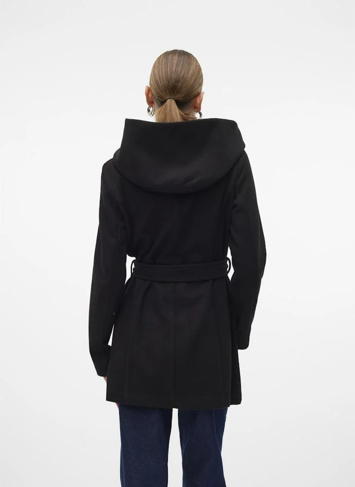 VERO MODA Belted Hooded Long Coat
