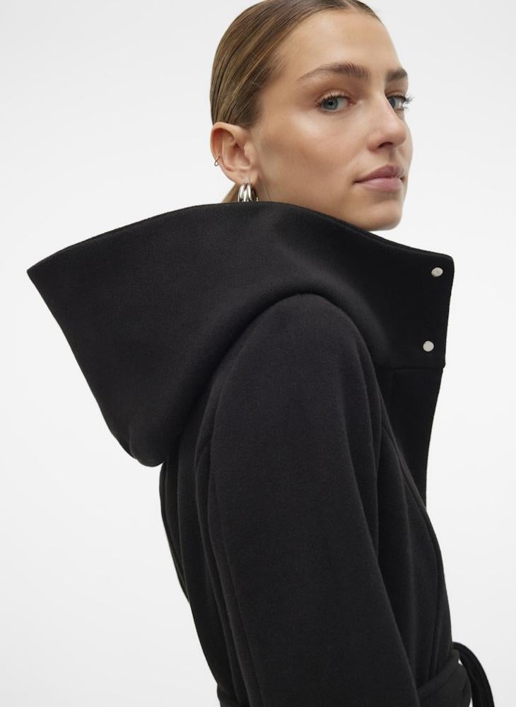 فيرو مودا معطف طويل بغطاء رأس وحزام - Image 4