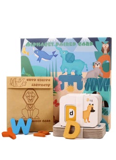 Cordova 46-Pcs  Set Alphabet Number Animal Matching Flash Cards with ABC Wooden Block Preschool  - Image 1