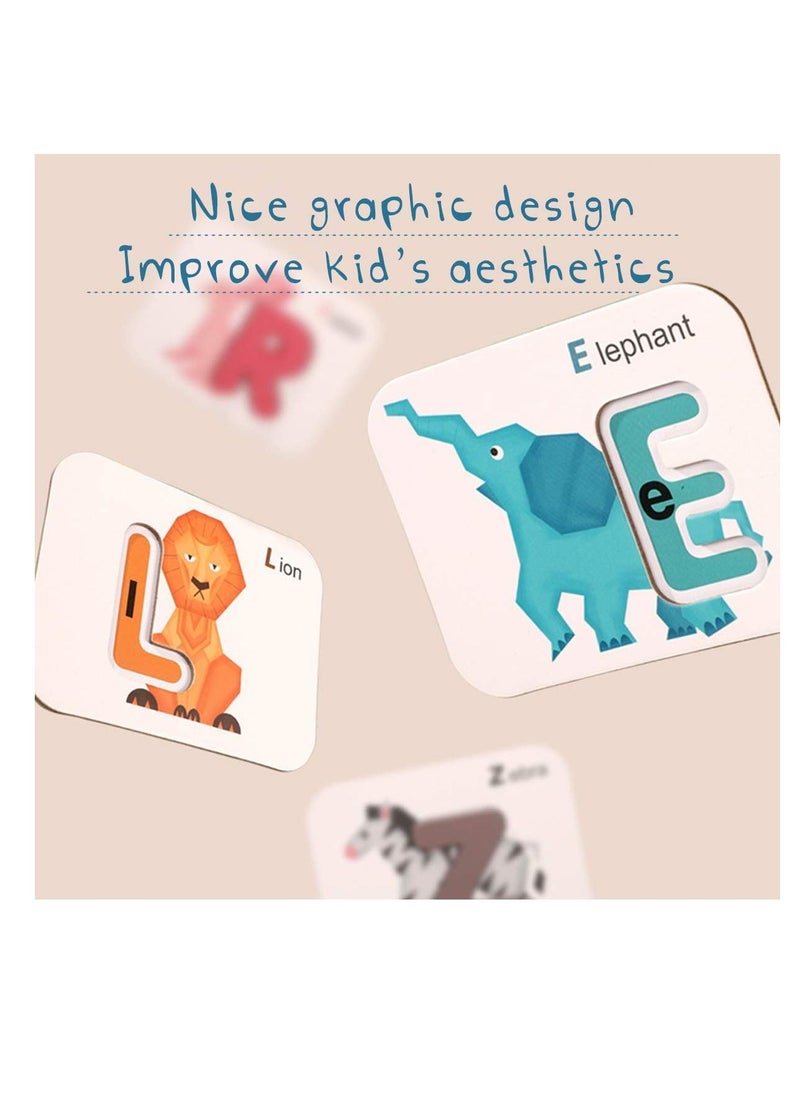 Cordova 46-Pcs  Set Alphabet Number Animal Matching Flash Cards with ABC Wooden Block Preschool  - Image 4